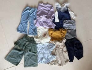 Baby clothes, socks, hairpins, and hair ties purchased at Namdaemun Market
