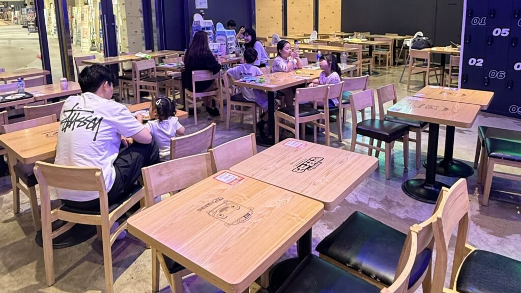 Dining area for families at Pororo Theme Park Dasan
